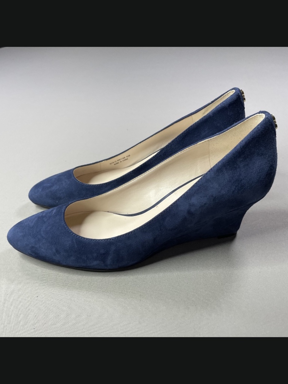Cole Haan Shoes Womens 6.5 blue suede wedge heels grand os designer cocktail - Picture 4 of 12